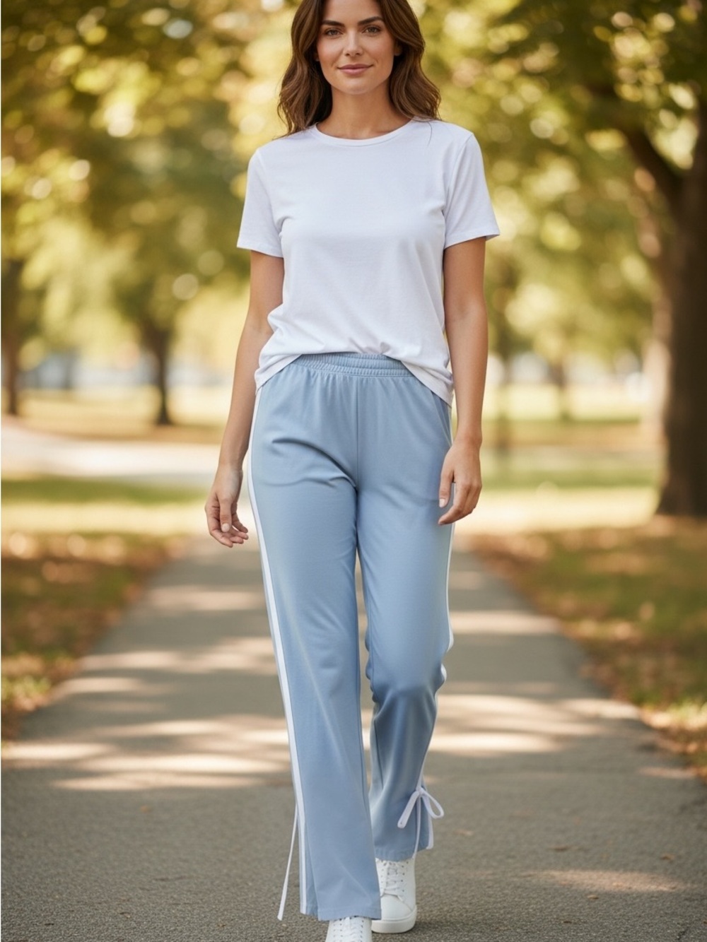 Gilly Hicks Sky Blue Track Pants with White Side Stripe